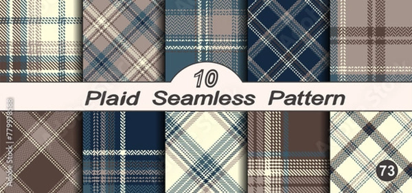 Fototapeta Set seamless vector check plaid colored pattern.