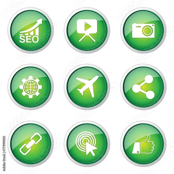 Fototapeta SEO Internet Sign Green Vector Button Icon Design Set 1