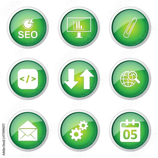 Fototapeta SEO Internet Sign Green Vector Button Icon Design Set 6