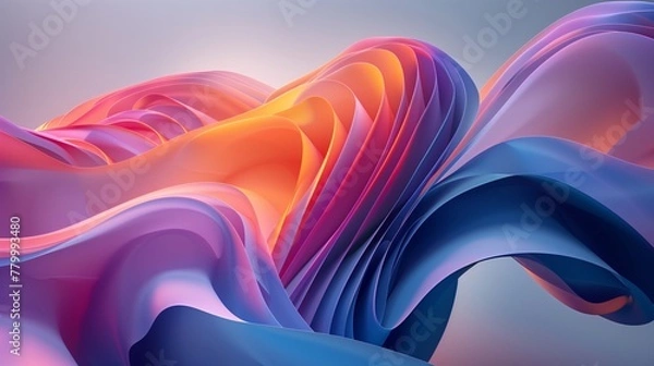 Obraz Curvy translucent sheets forming an abstract flowing shape. Dynamic motion, neon background