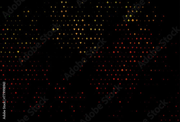 Obraz Dark green, red vector texture with playing cards.