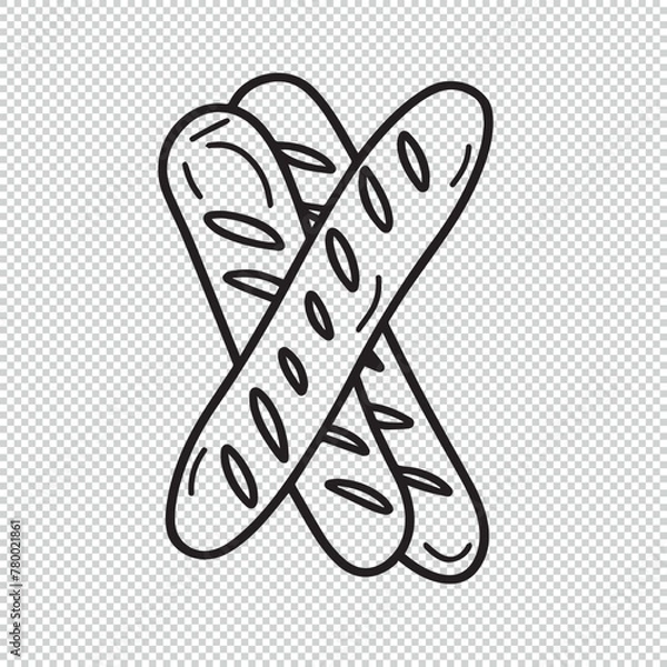 Fototapeta Baguette logo line art design, vector illustration on transparent background
