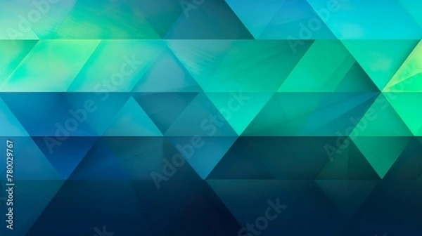 Fototapeta A sleek graphic design featuring a geometric pattern of triangles in shades of green and blue for a modern, digital look