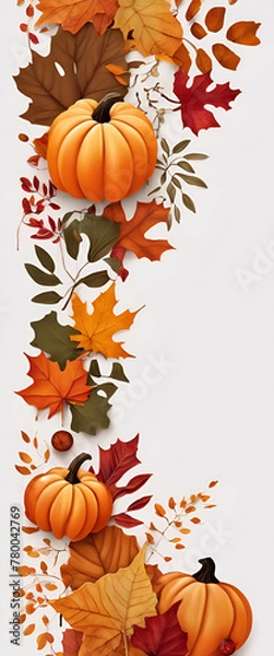 Fototapeta Elegant Autumn Frame with a Harvest of Pumpkins Generative A