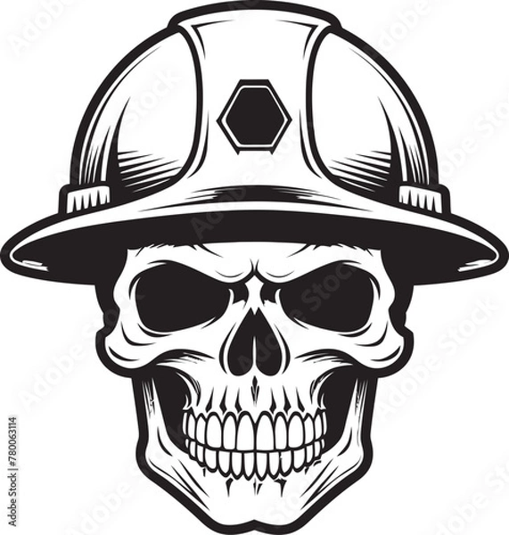 Fototapeta Hardhat Skull Sentinel: Construction Worker Vector Logo Scaffold Skull Sentinel: Construction Worker Vector Logo