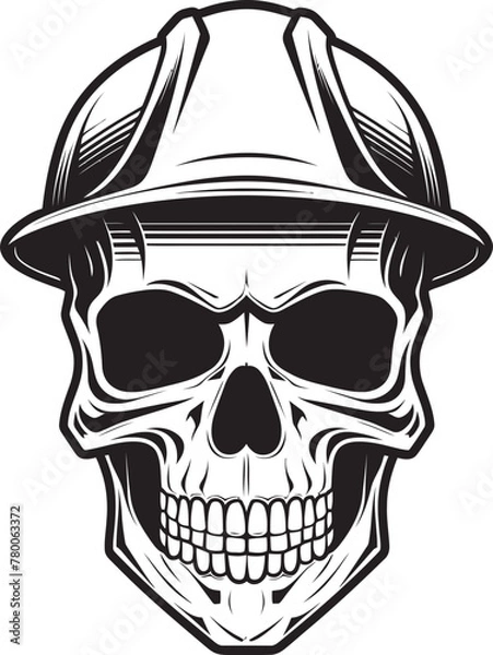 Fototapeta Safety Sentry: Construction Helmet Vector Emblem Skullcraft: Construction Worker Helmet Icon