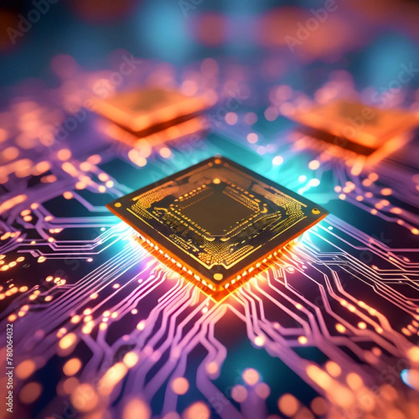 Obraz close up of computer chip circuit board
