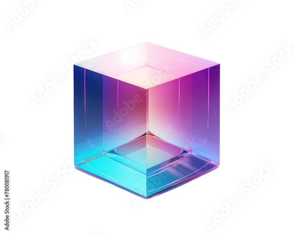 Obraz Gradient futuristic cube isolated on transparent background