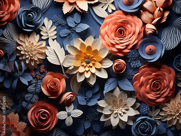 Fototapeta Creative arrangement features an imaginative and whimsical flower pattern