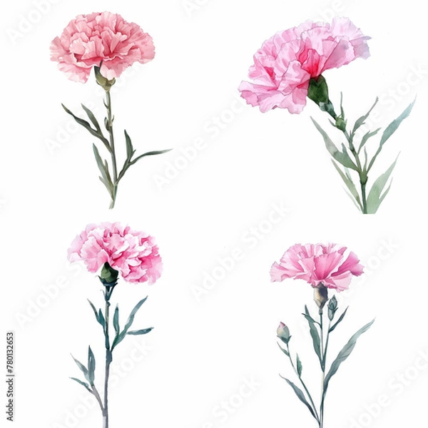Obraz watercolor pink carnations