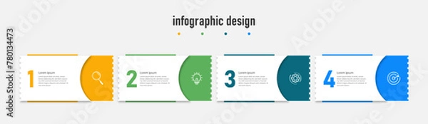 Fototapeta Modern template infographic design template. timeline with 4 steps, options. can be used for workflow diagram, info chart, web design. vector illustration.
