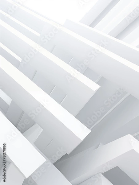 Fototapeta Geometrized white space with abstract lines, photography style, realistic