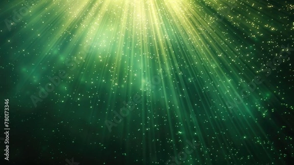 Fototapeta Asymmetric blue light burst, abstract beautiful rays of lights on dark orange background with the color of violet and yellow, golden green sparkling backdrop with copy space.