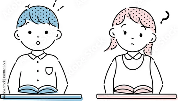 Obraz シンプルでわかりやすい勉強する男の子と女の子_お受験 アトリエマユコ