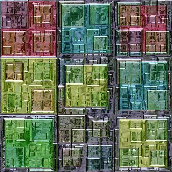 Fototapeta Pattern of colored lead glass windows