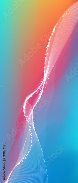 Fototapeta Abstract particles wave Gradient blue, orange contrast colors. For vector art design with a web banner background	

