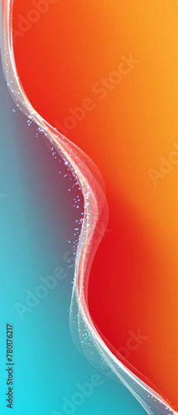 Fototapeta Abstract particles wave Gradient blue, orange contrast colors. For vector art design with a web banner background	
