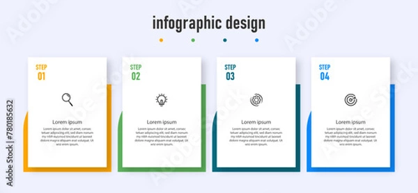 Fototapeta Business infographics template. timeline with 4 steps, options. can be used for workflow diagram, info chart, web design. vector illustration