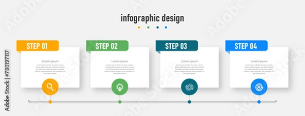Fototapeta Infographic design for business concept. Can be used for info graphics, flow charts, presentations, web sites, banners, label template with icons. 4 options or steps.