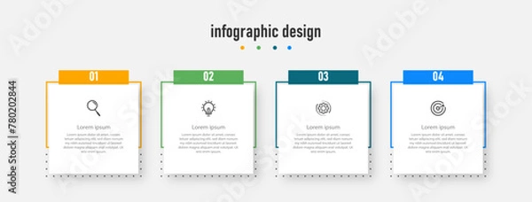 Obraz Creative template infographic design template. timeline with 4 steps, options. can be used for workflow diagram, info chart, web design. vector illustration.