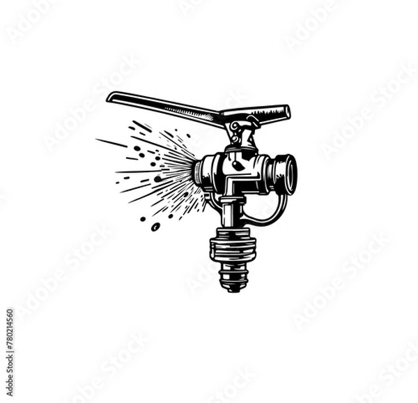 Obraz Spraying Sprinkler Top Illustration Design