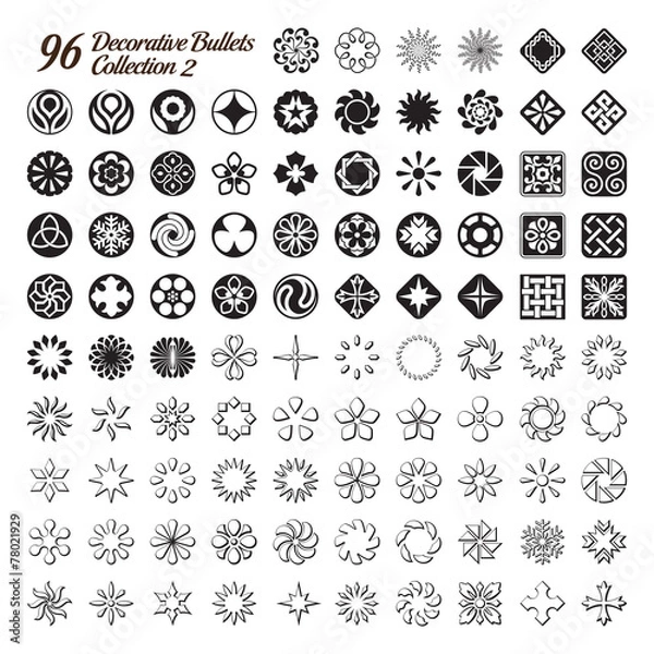 Fototapeta Collection of 96 Decorative Bullets