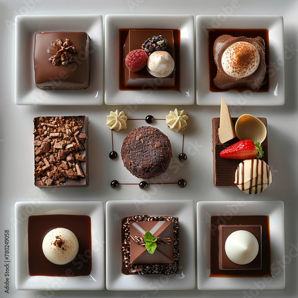 Fototapeta An array of chocolate desserts from around the world