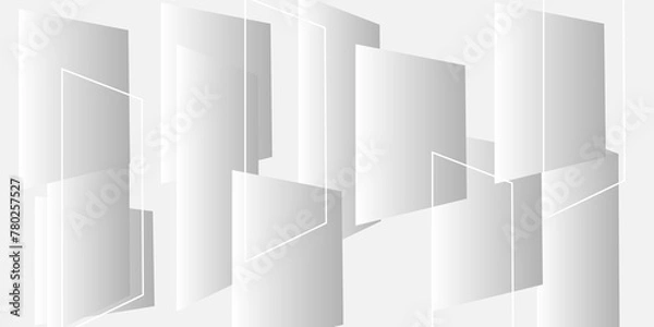 Fototapeta Abstract white geometric minimal stripes shape with futuristic concept background. White vector gradient abstract background. Design for cover, header, banner, brochure, website. Vector illustration.