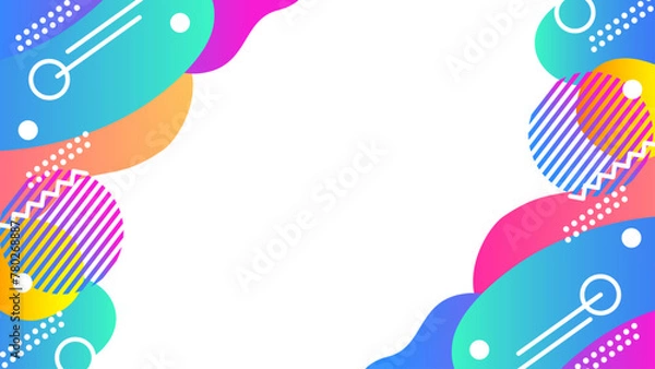 Obraz 流体シェイプ　幾何学模様のカラフルなフレーム背景　サイズ比率16:9