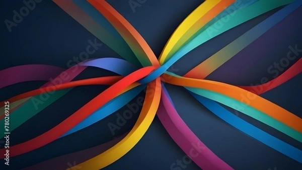 Fototapeta World Autism Awareness Day background with rainbow-colored infinity symbol on blue. Representation of autism, ADHD, neurodiversity