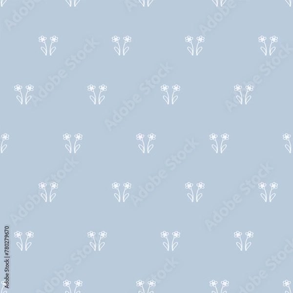 Fototapeta Hand drawn minimal abstract organic shapes pattern. Scandinavian primitive print. Floral design template in a limited palette. Print for children's fabrics and wallpaper.