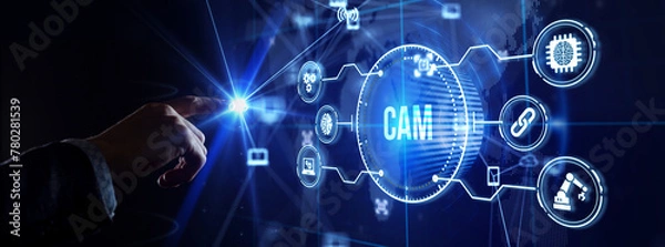Fototapeta CAM Computer-aided manufacturing industrial technology automation concept.