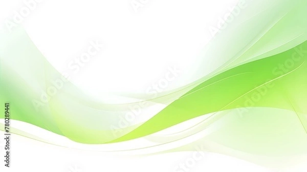 Fototapeta Minimal green and white curve waves concept on white backdrop for wallpaper, abstract dynamic green wavy backdrop