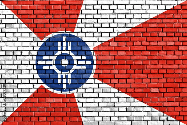 Obraz flag of Wichita painted on brick wall