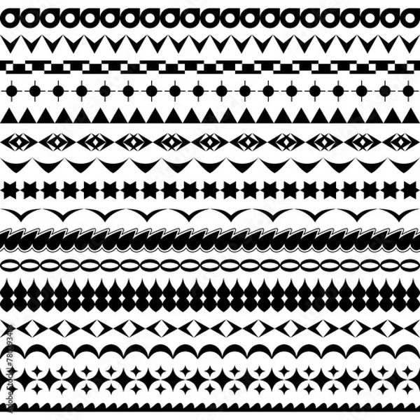 Obraz Vector set of seamless brushes with geometric patterns