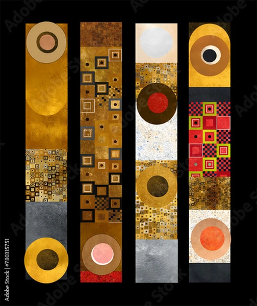 Obraz Abstract Geometrical Background. Tile art. Gold theme. Collage.