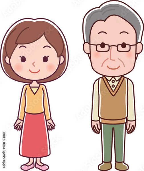 Fototapeta 女性とシニア男性のイラスト