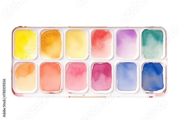 Fototapeta Assorted Watercolor Palette With Vibrant Paint Colors. On a White or Clear Surface PNG Transparent Background.