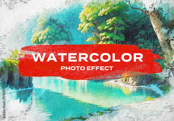 Fototapeta Watercolor Painting Paint Drawing Art Photo Effect Paper Texture Template Mockup Overlay Style