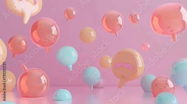 Fototapeta Digital pastel color bubble scene poster background