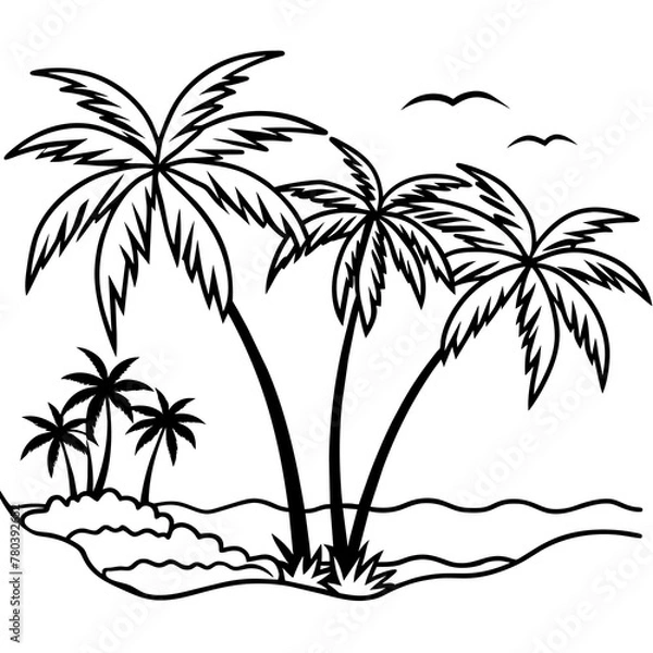 Fototapeta      beautiful seaside view with some coconut palm.
