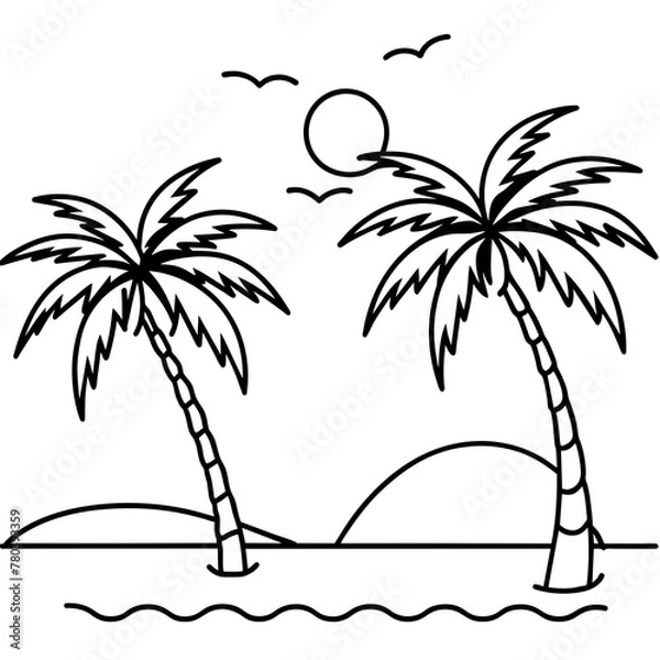 Fototapeta      beautiful seaside view with some coconut palm.
