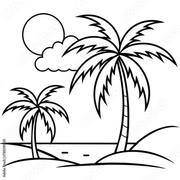 Fototapeta      Beautiful seaside view with some coconut palm.
