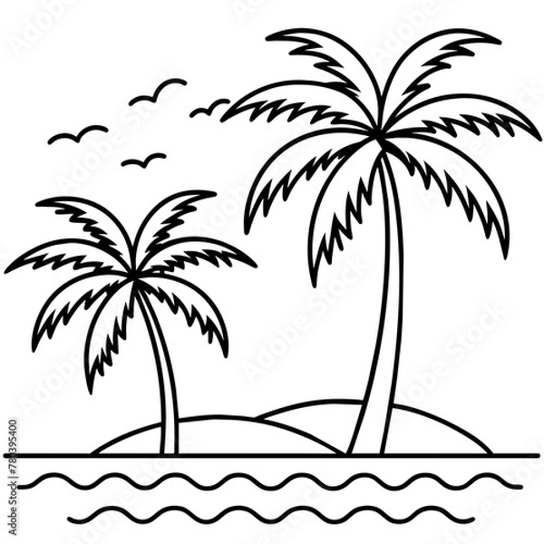 Fototapeta      beautiful seaside view with some coconut palm.
