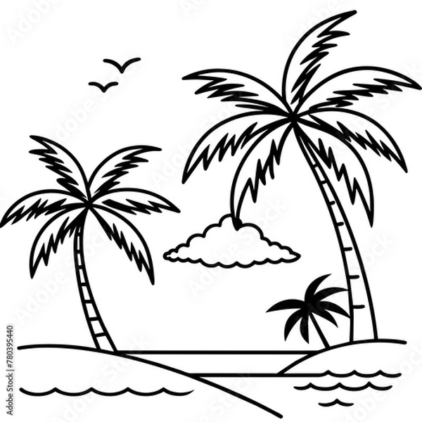 Fototapeta      beautiful seaside view with some coconut palm.
