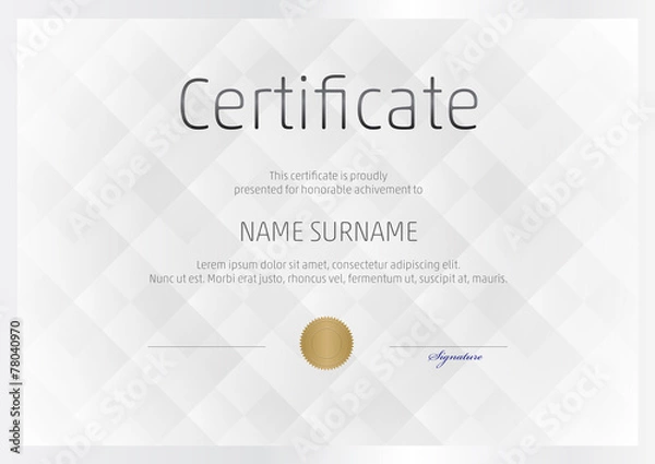 Obraz certificate, Diploma of completion, vector design template