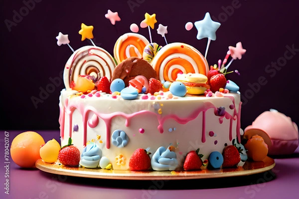 Obraz childrens day celebration cake. Generative AI