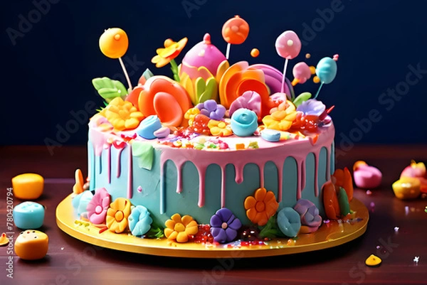 Obraz childrens day celebration cake. Generative AI