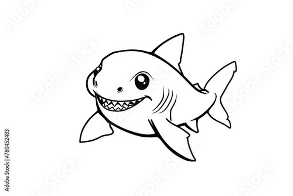 Obraz Cartoon shark character for coloring book