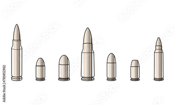 Obraz Set collections of retro metallic platinum bullets. Isolated clip art vector